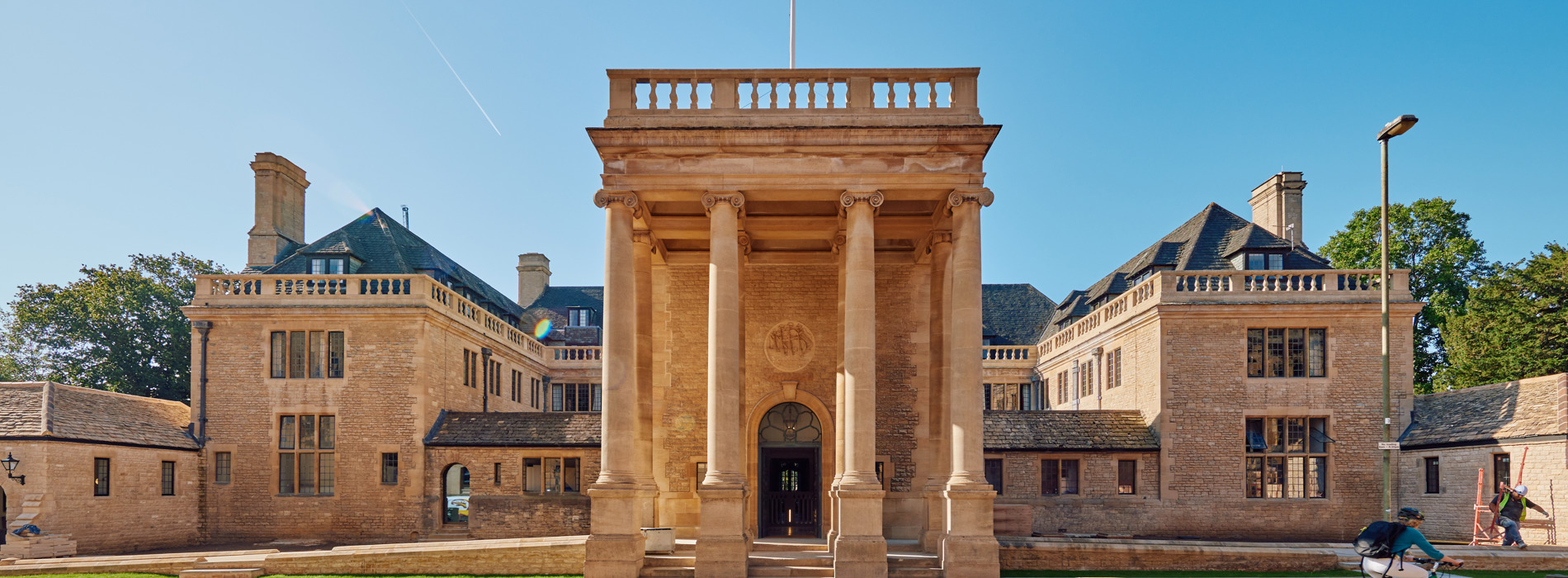 Front of Rhodes House in bright sunshine