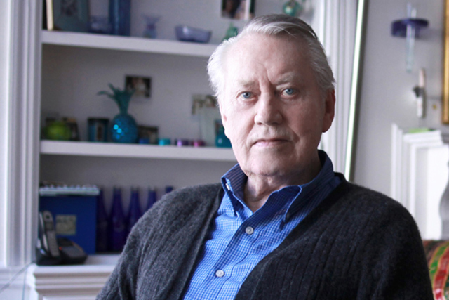 An image of Chuck Feeney, one of the Rhodes Trust's Second Century Founders. He is photographed sitting at home.
